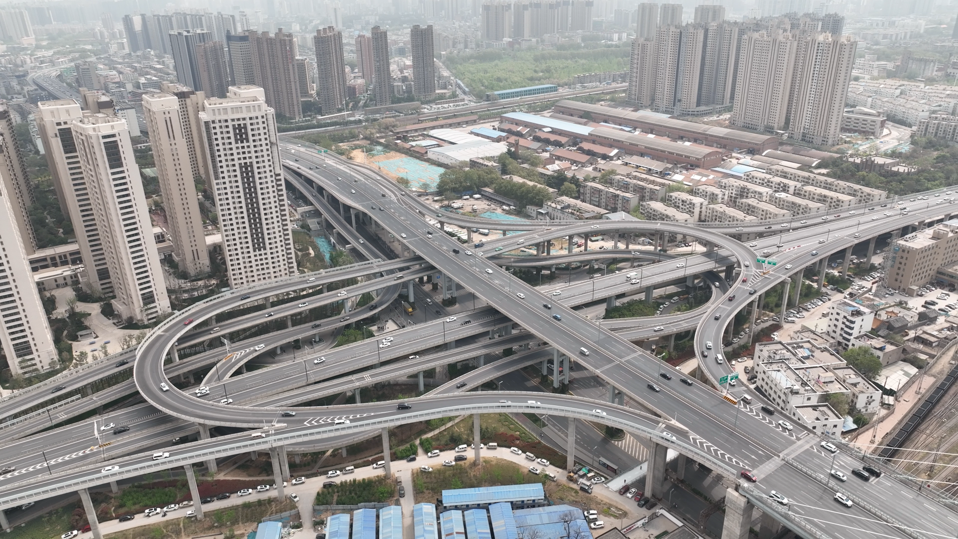 4K郑州京广快速路农业路航拍