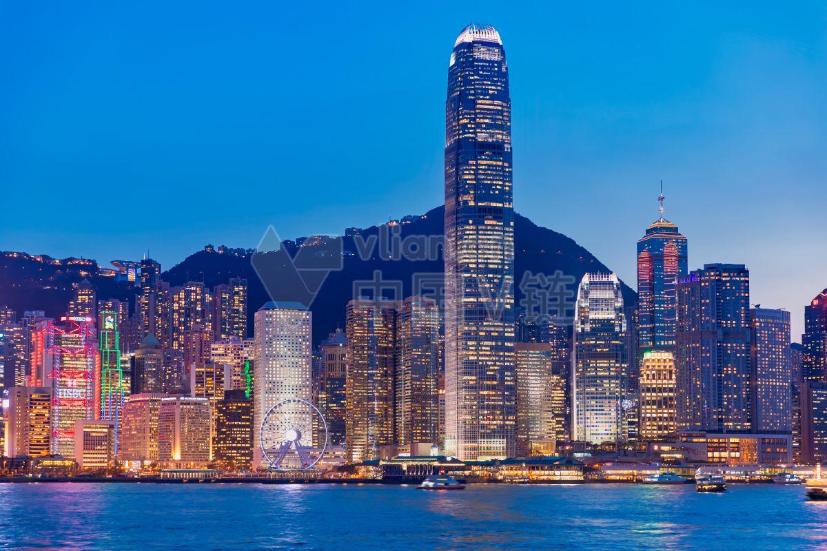 中国香港地标建筑夜景