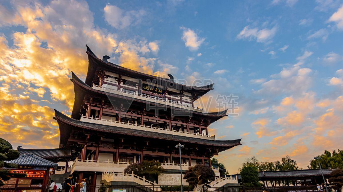 湖南长沙杜甫江阁城市建筑风光